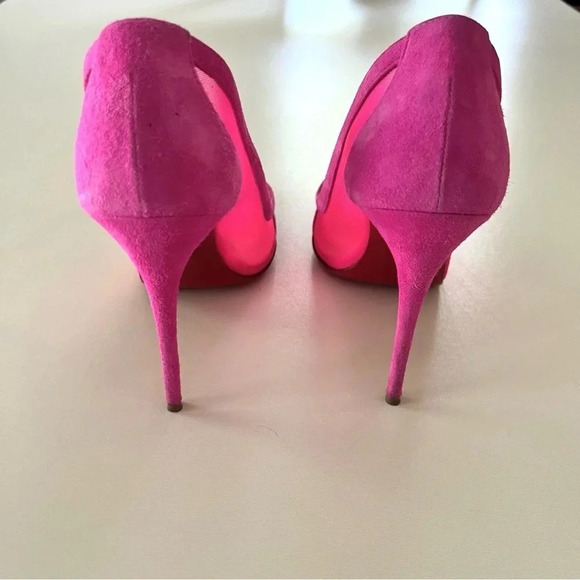 Christian Louboutin Galaviti 100 pink mesh suede heels 38.5 - Picture 8 of 14
